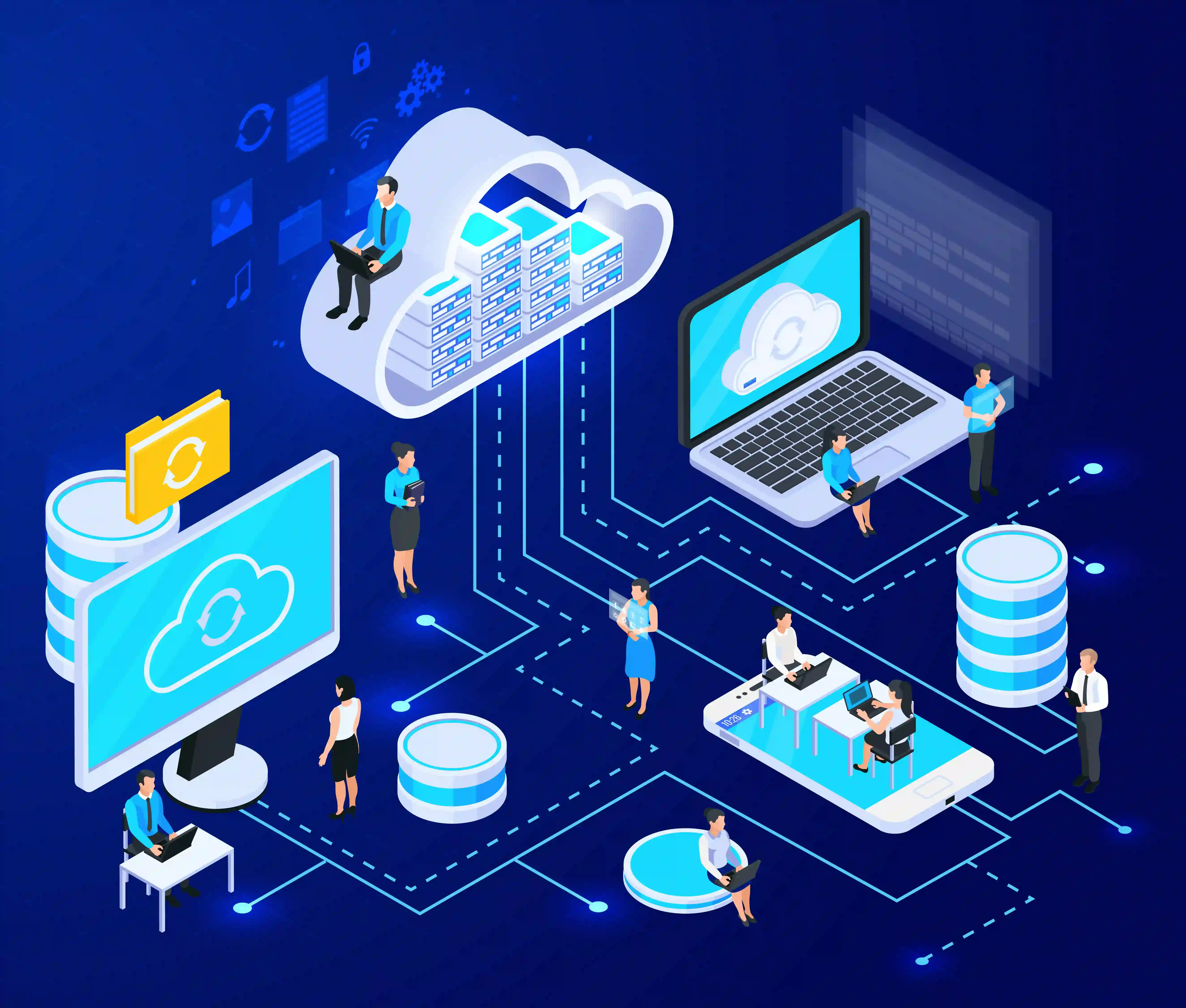 Business team using a hosting platform for real-time collaboration